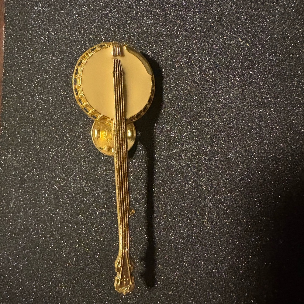 Chic Gold Banjo Brooch
